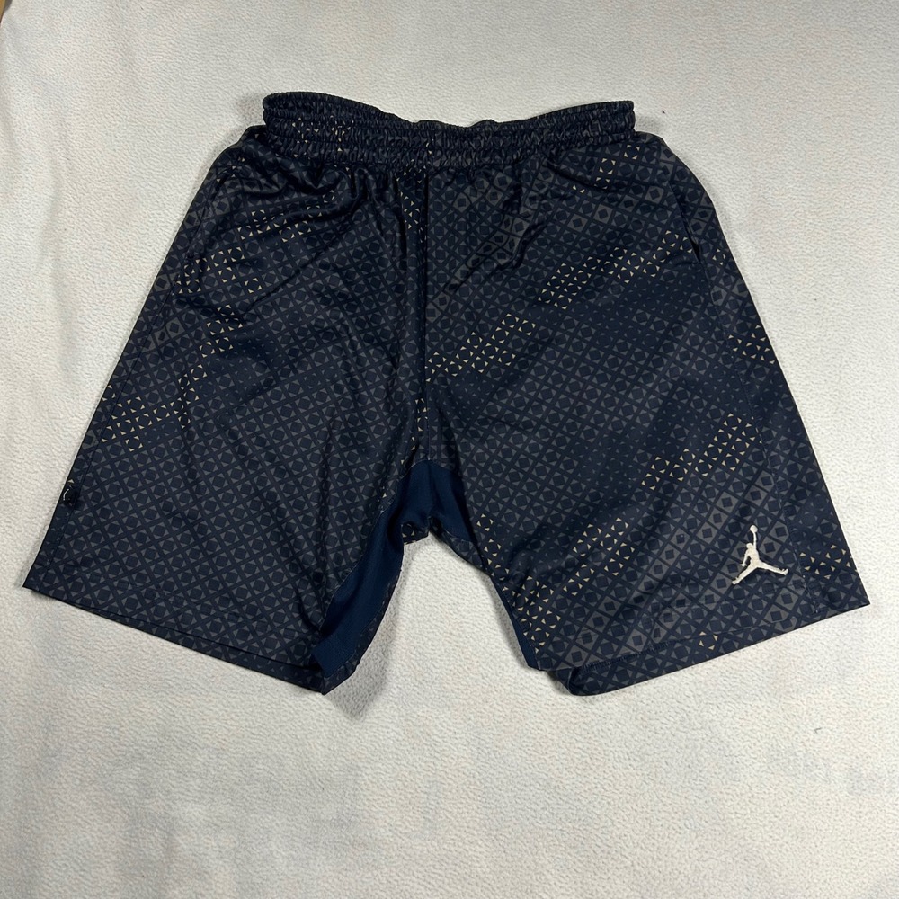 Jordan Basketball Shorts‎ Kids Large Navy Blue Gold Geometric Dri-FIT Jumpman
